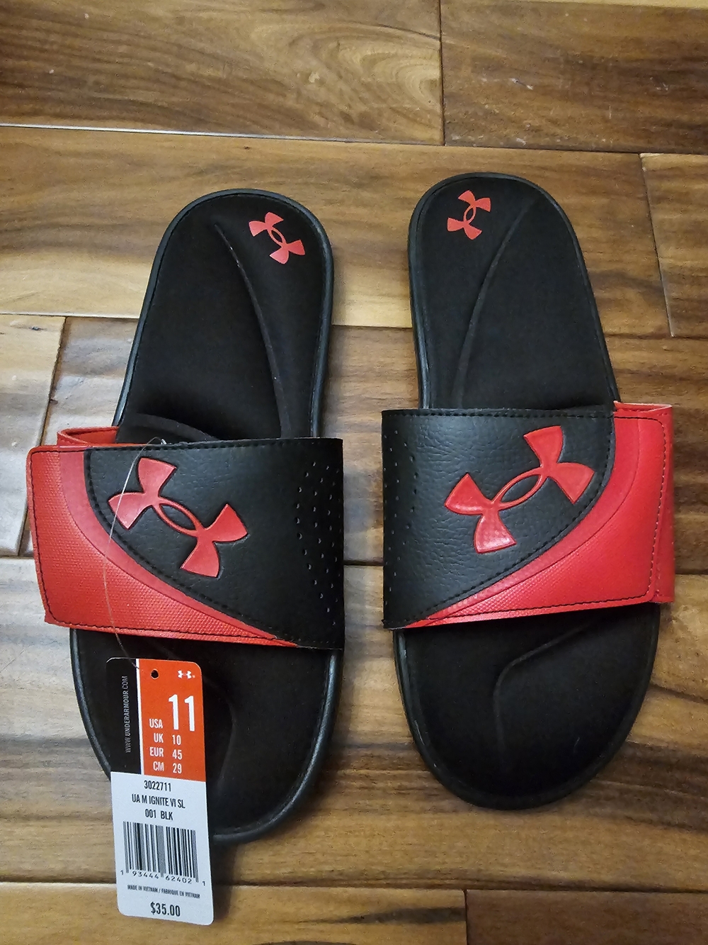NWT! Under Armour Black & Red Men's Adjustable Slide Sandals Size 11